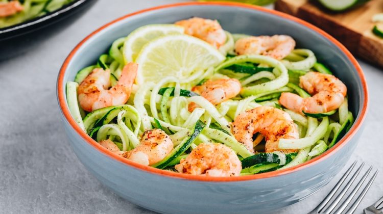 Spiralized Zucchini Noodles Pasta With Shrimps