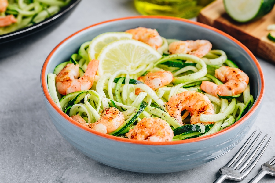 Spiralized Zucchini Noodles Pasta With Shrimps